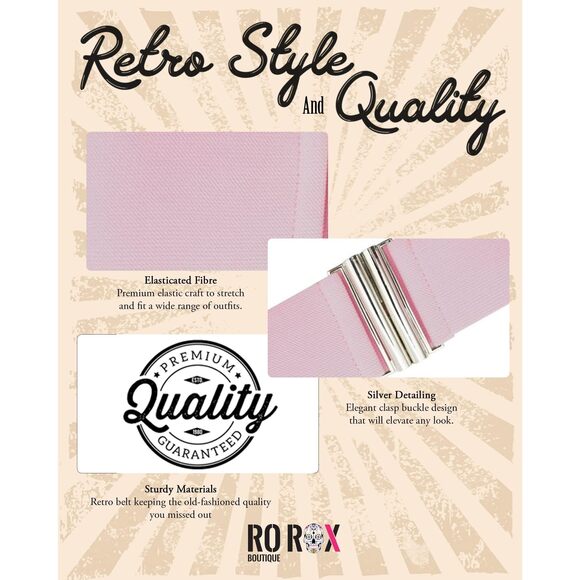 Elasticated Stretch Wide Nurse Belt 1950's Retro Vintage Waist Cincher - Baby🦈 - Picture 5 of 8